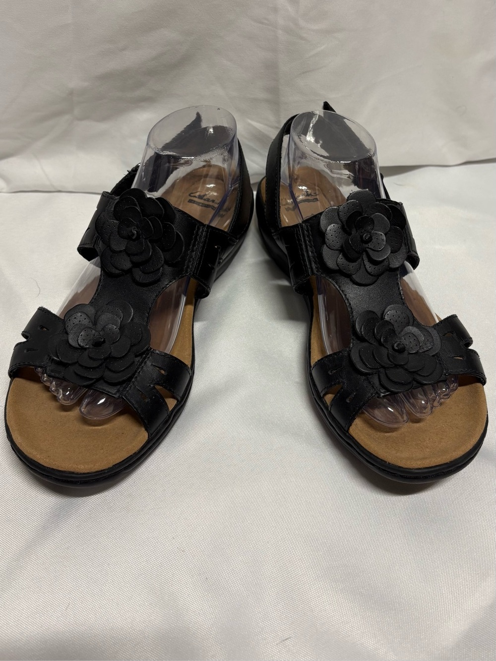 Clarks Black Floral Strap Sandals